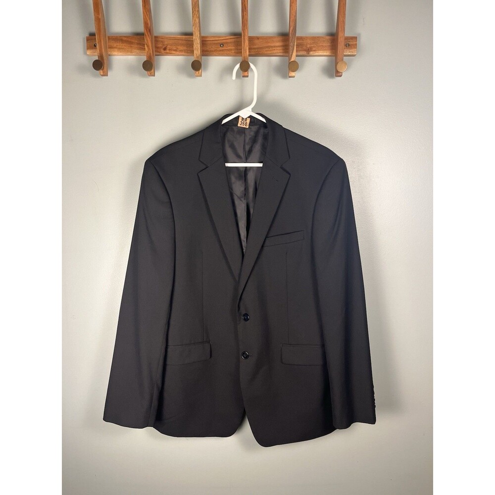 Calvin Klein Black Solid Tuxedo Suit Jacket 42R Regular Fit 2-Button Notch